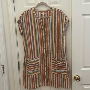 Lou & Grey for Loft cotton/linen striped dress